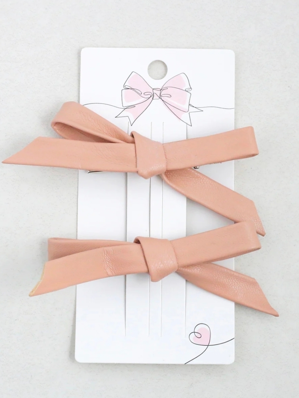 2pc Faux Leather Bow Hair Clips BNIB